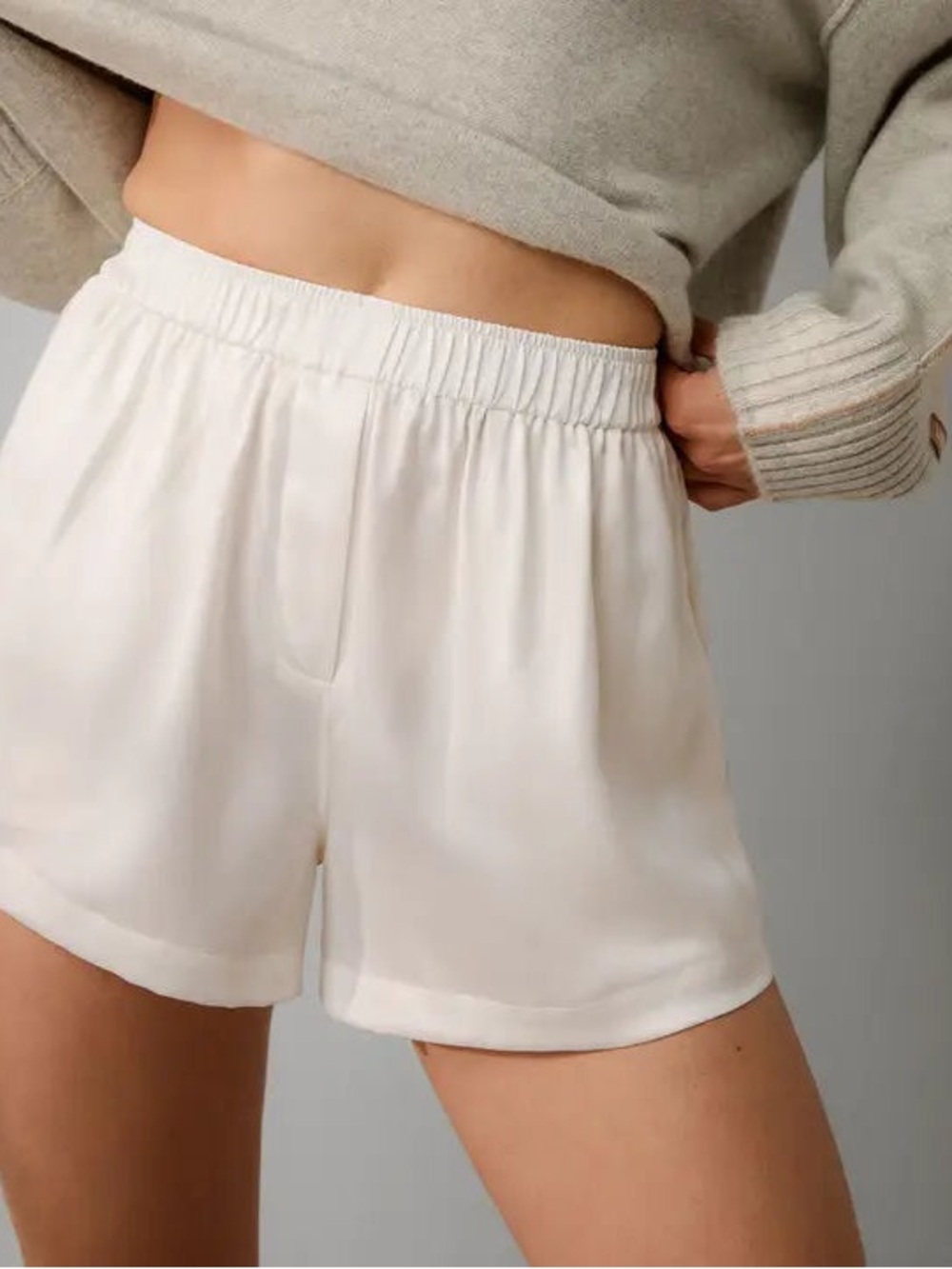 Lunya Washable Silk Boxer Short in Tranquil White